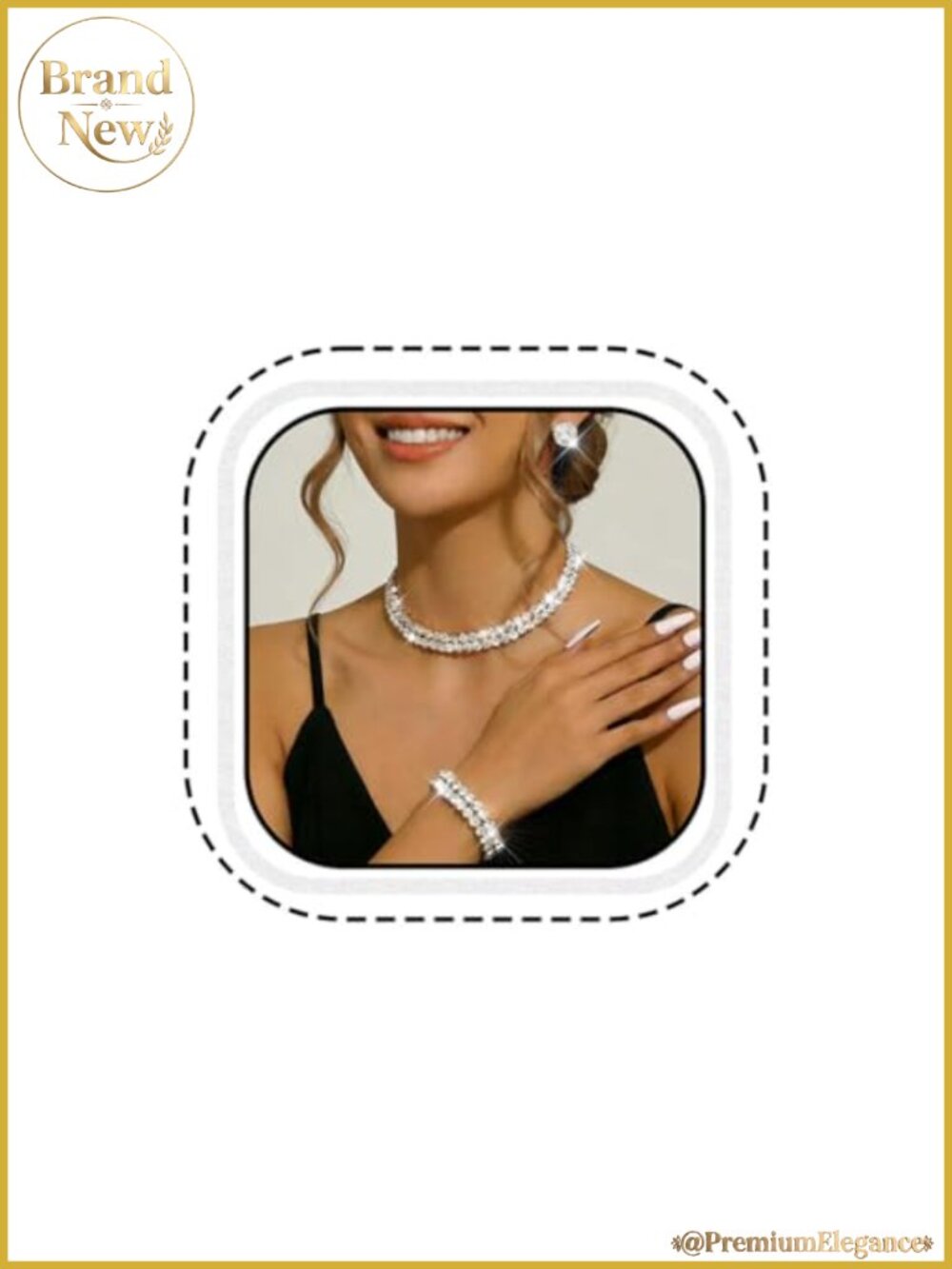Rhinestone Jewelry Set Necklace Earrings Bracelet Bridal Wedding Prom Silver